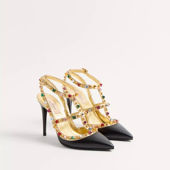 Valentino Garavani Shoes - Valentino Black and Gold Women's Heels